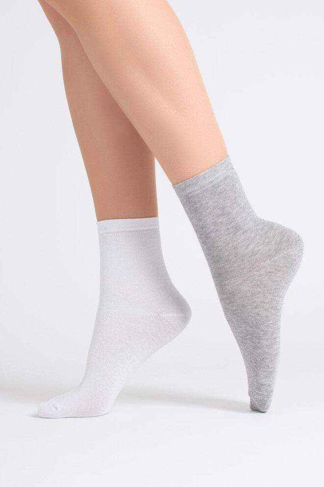 Шкарпетки жіночі класичні (2 пари) WS3 CLASSIC Giulia (light grey melange/white), сірий/білий