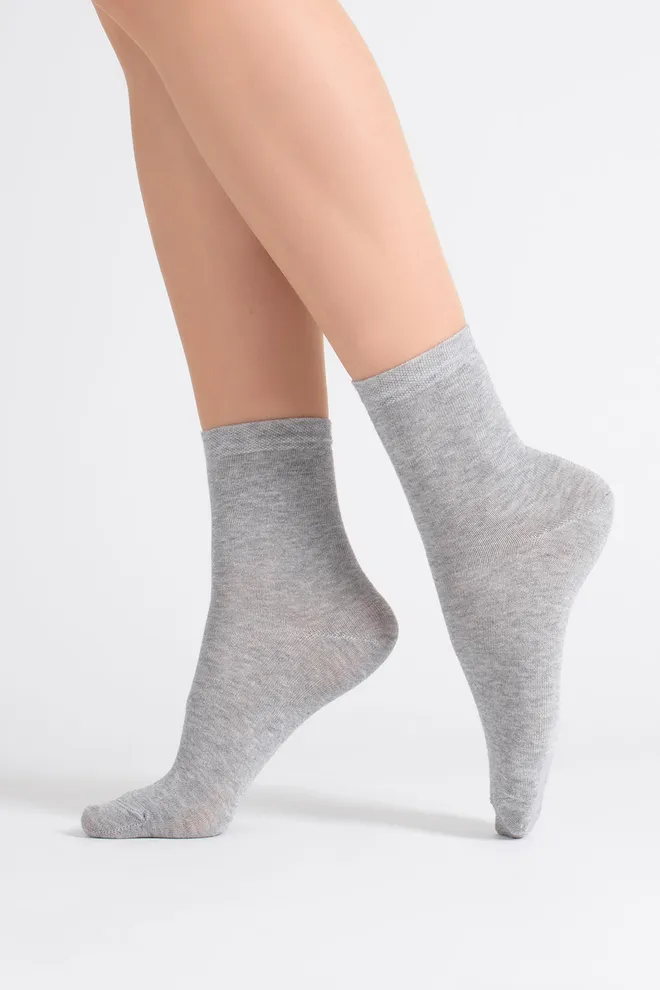Шкарпетки жіночі класичні (2 пари) WS3 CLASSIC Giulia (light grey melange/white), сірий/білий