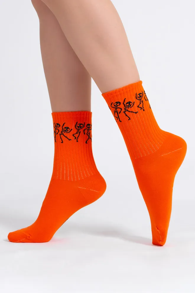 Жіночі шкарпетки з скелетами WS3 HALLOWEEN STRONG 2502 Giulia (orange), помаранчевий
