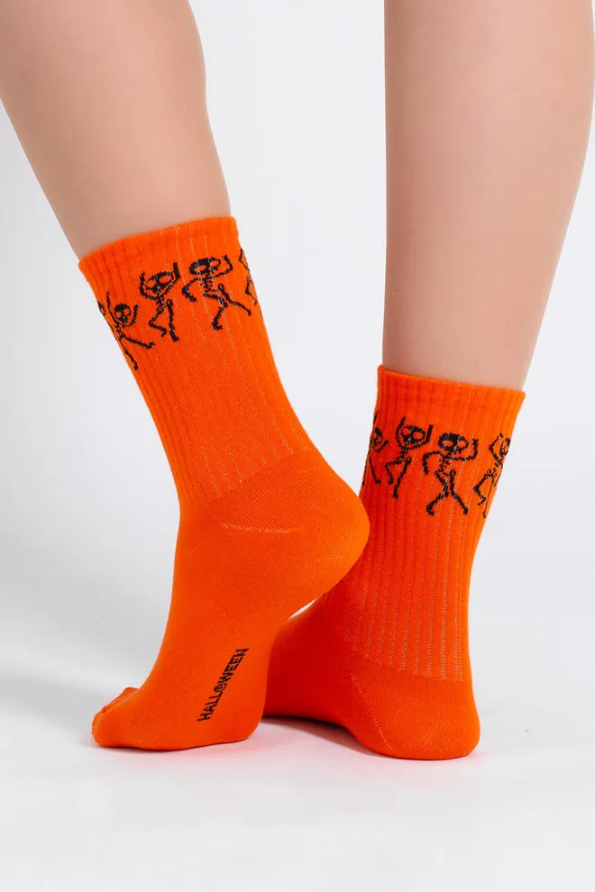 Жіночі шкарпетки з скелетами WS3 HALLOWEEN STRONG 2502 Giulia (orange), помаранчевий