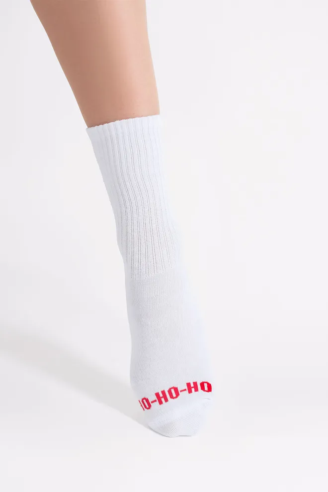 Шкарпетки новорічні в рубчик WS3 NEW YEAR STRONG 2601 Giulia (white), білий