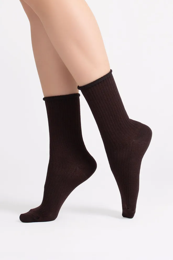 Носки женские в рубчик WS4 RIB Giulia (chocolate), коричневый