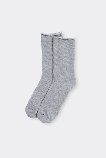 Женские носки в рубчик WS4 RIB MELANGE Giulia (light grey melange), серый Женские носки в рубчик WS4 RIB MELANGE Giulia (light grey melange), серый