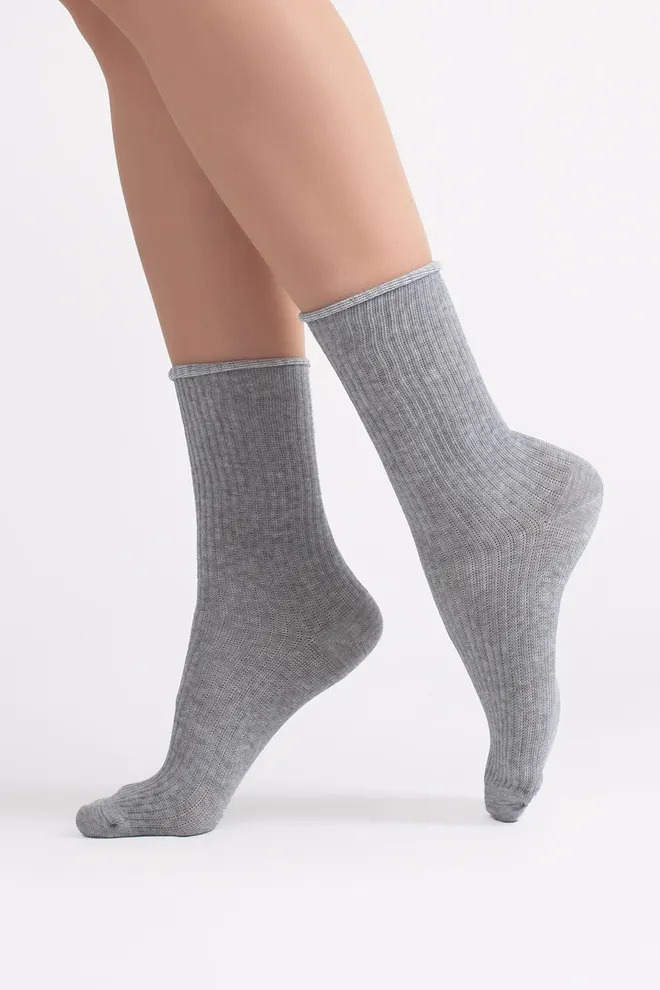 Женские носки в рубчик WS4 RIB MELANGE Giulia (light grey melange), серый