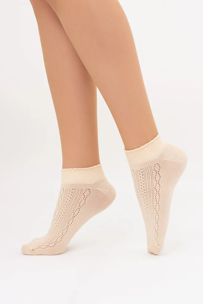 Шкарпетки з ажурним плетінням WS1 AIR 011 Giulia (beige), бежевий