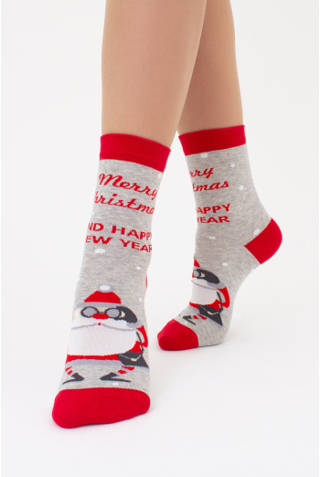Носки женские классические новогодние WS3 NEW YEAR (F) 2404 Giulia (silver melange), серый Носки женские классические новогодние WS3 NEW YEAR (F) 2404 Giulia (silver melange), серый