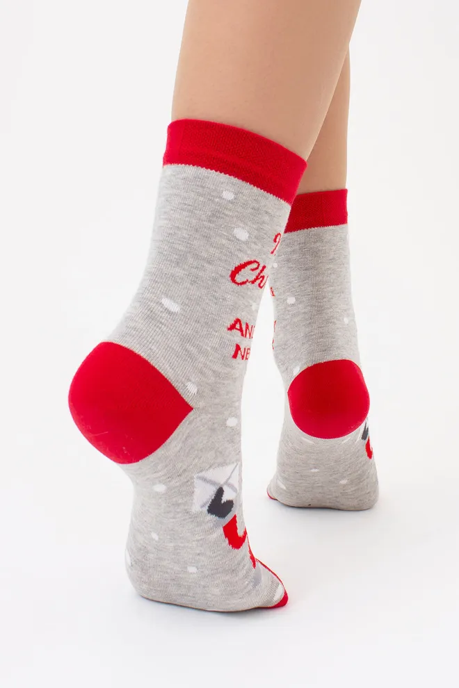 Шкарпетки жіночі класичні новорічні WS3 NEW YEAR (F) 2404 Giulia (silver melange), сірий