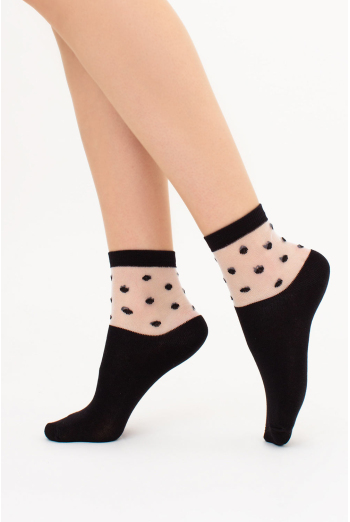 Носки женские в горошек WS2 CRISTAL 018 Giulia (nero), черный Носки женские в горошек WS2 CRISTAL 018 Giulia (nero), черный