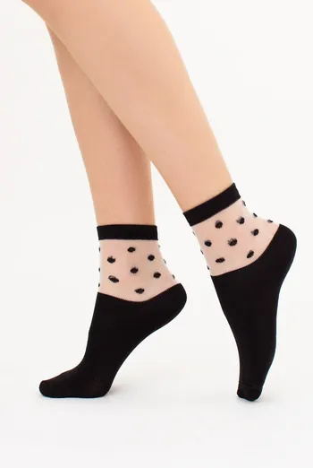 Шкарпетки жіночі в горошок WS2 CRISTAL 018 Giulia (nero), чорний