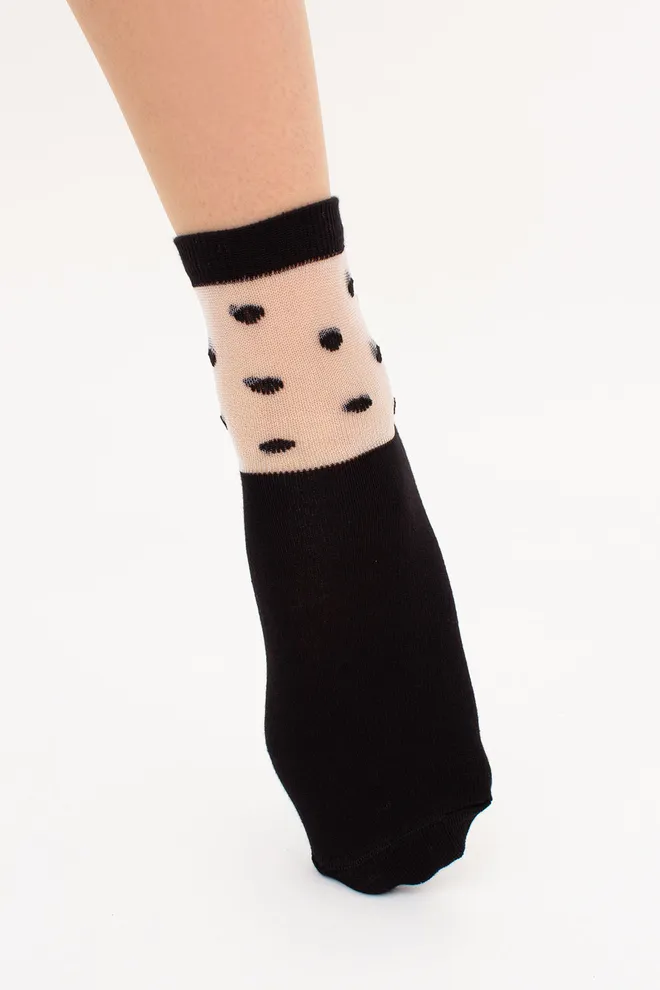 Шкарпетки жіночі в горошок WS2 CRISTAL 018 Giulia (nero), чорний