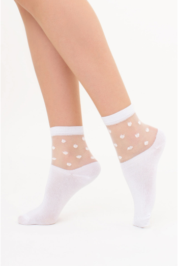 Носки женские в горошек WS2 CRISTAL 018 Giulia (white), белый Носки женские в горошек WS2 CRISTAL 018 Giulia (white), белый