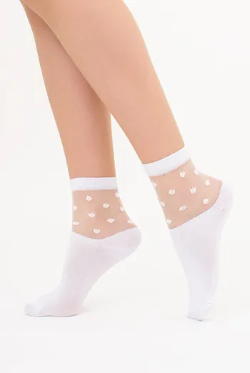 Носки женские в горошек WS2 CRISTAL 018 Giulia (white), белый Носки женские в горошек WS2 CRISTAL 018 Giulia (white), белый