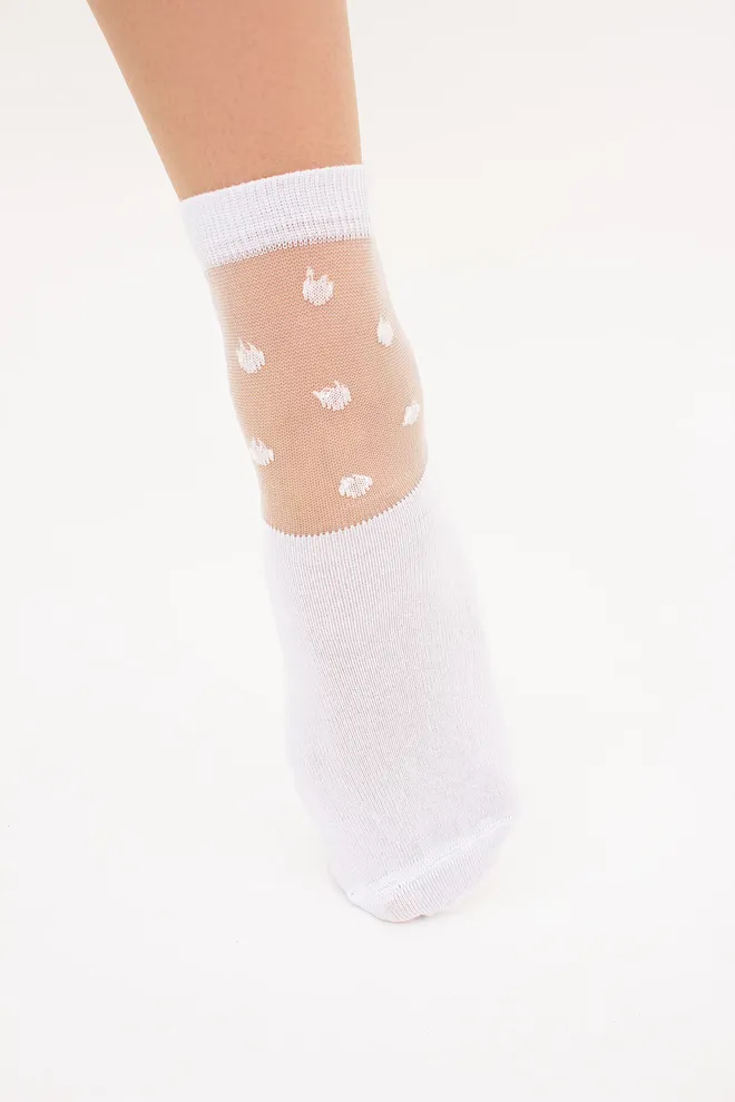 Шкарпетки жіночі в горошок WS2 CRISTAL 018 Giulia (white), білий