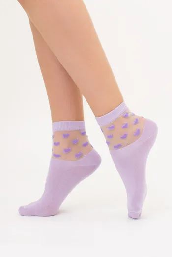 Шкарпетки жіночі класичні в сердечко WS2 CRISTAL 008 Giulia (lilac), фіолетовий