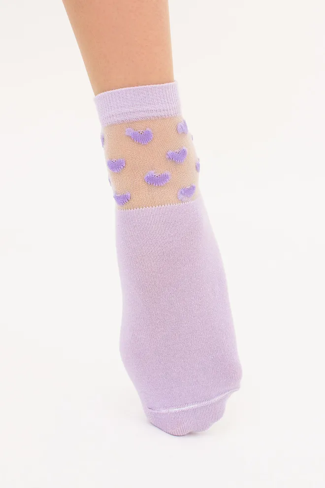 Шкарпетки жіночі класичні в сердечко WS2 CRISTAL 008 Giulia (lilac), фіолетовий