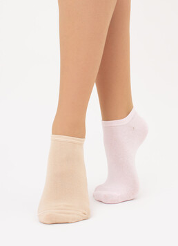 Шкарпетки жіночі короткі 2 пари WS1 CLASSIC Giulia (sand/blushing bride), бежевий/рожевий