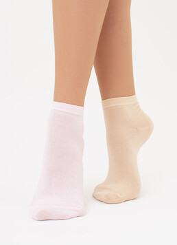 Шкарпетки жіночі короткі 2 пари WS2 CLASSIC Giulia (sand/blushing bride), бежевий/рожевий