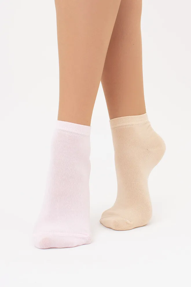 Шкарпетки жіночі короткі 2 пари WS2 CLASSIC Giulia (sand/blushing bride), бежевий/рожевий