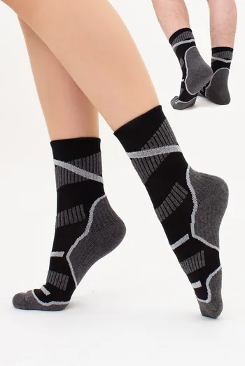 УНІСЕКС трекінгові шкарпетки високі з махровими вставками US3 WORK TREKKING Giulia (black), чорний