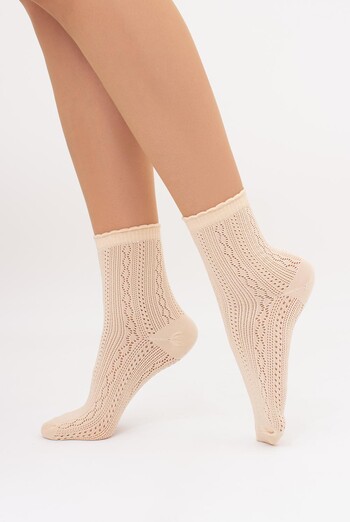 Высокие носки с ажурным плетением WS3 AIR 002 Giulia (beige), бежевый Высокие носки с ажурным плетением WS3 AIR 002 Giulia (beige), бежевый