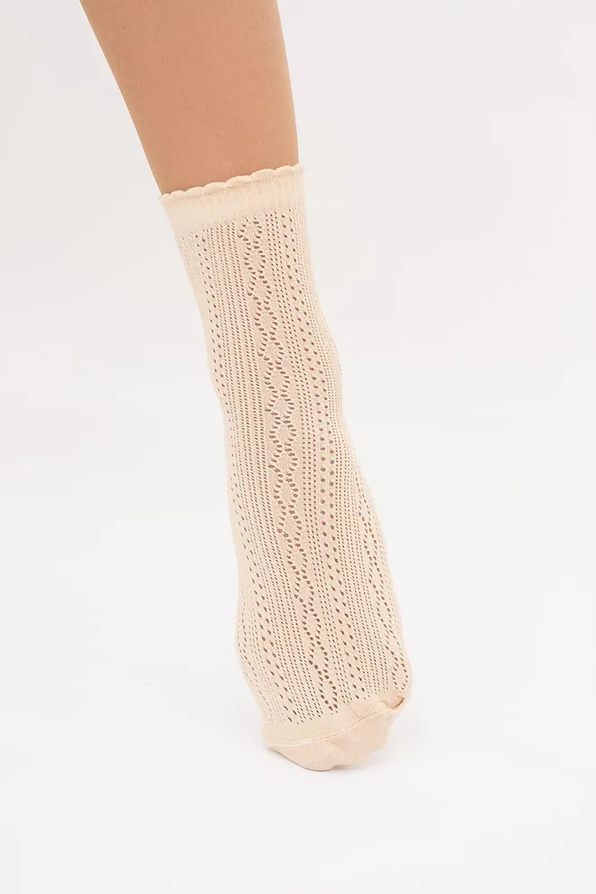Високі шкарпетки з ажурним плетінням WS3 AIR 002 Giulia (beige), бежевий