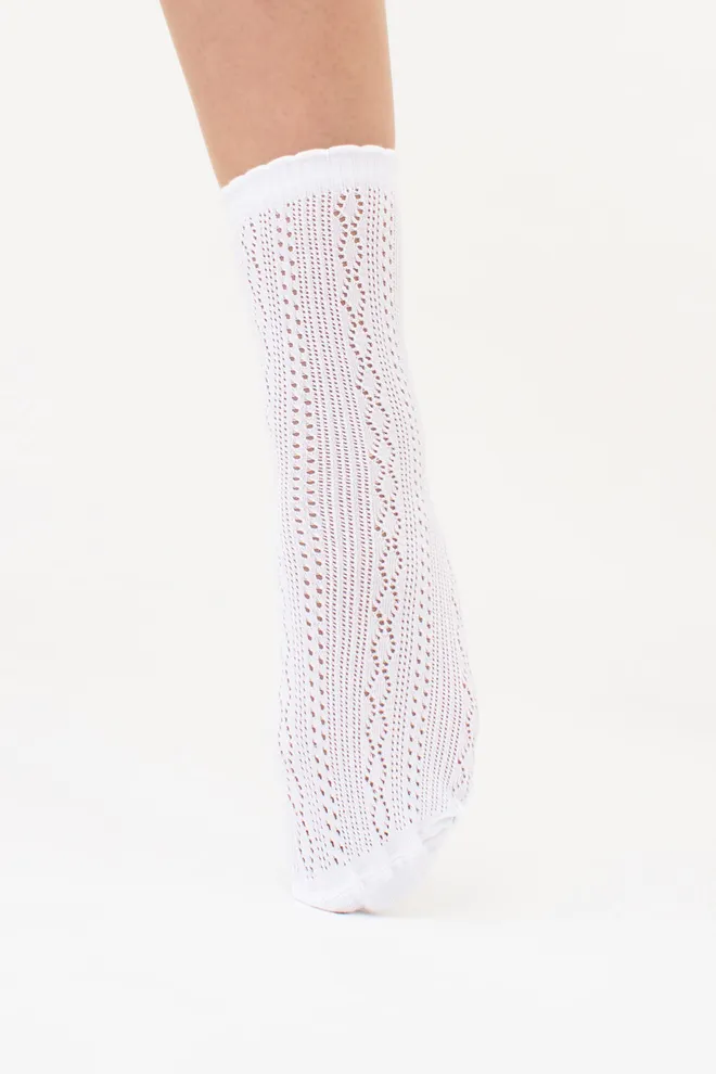 Високі шкарпетки з ажурним плетінням WS3 AIR 002 Giulia (bianco), білий