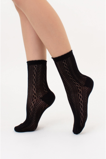 Высокие носки с ажурным плетением WS3 AIR 002 Giulia (nero), чёрный Высокие носки с ажурным плетением WS3 AIR 002 Giulia (nero), чёрный