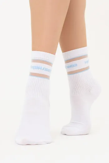 Високі шкарпетки з написом "Мрійлива"  WS3 CRISTAL STRONG 004 Giulia (white/baby blue), білий/блакитний
