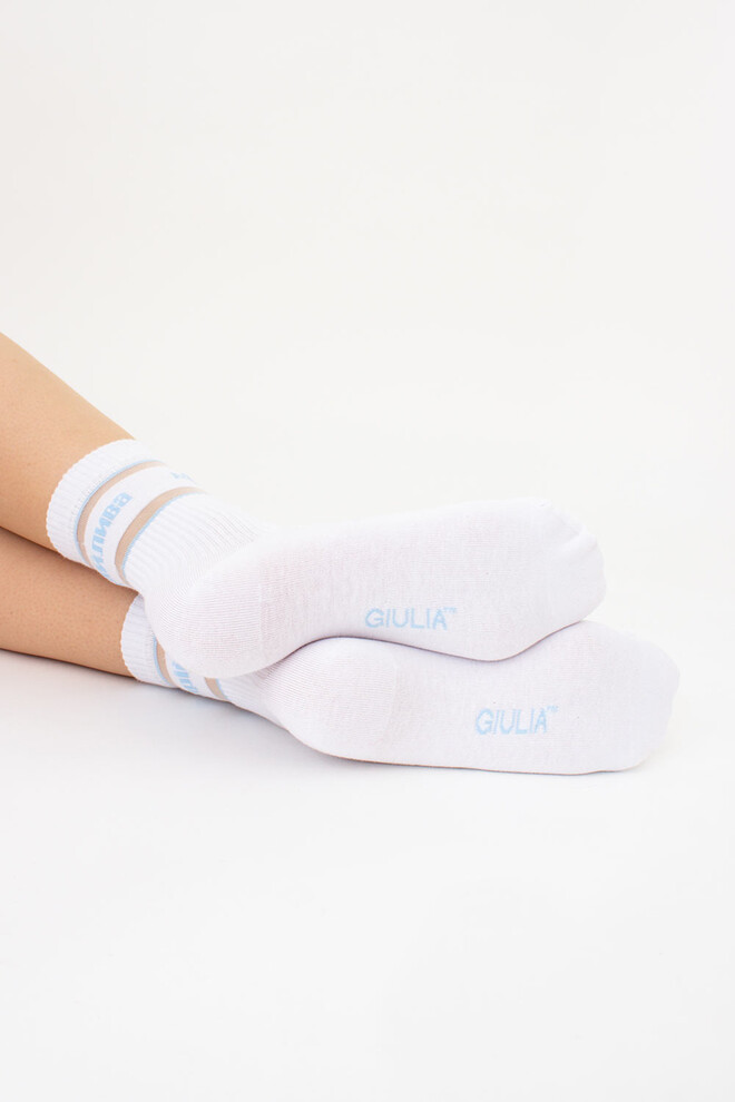 Високі шкарпетки з написом "Мрійлива"  WS3 CRISTAL STRONG 004 Giulia (white/baby blue), білий/блакитний