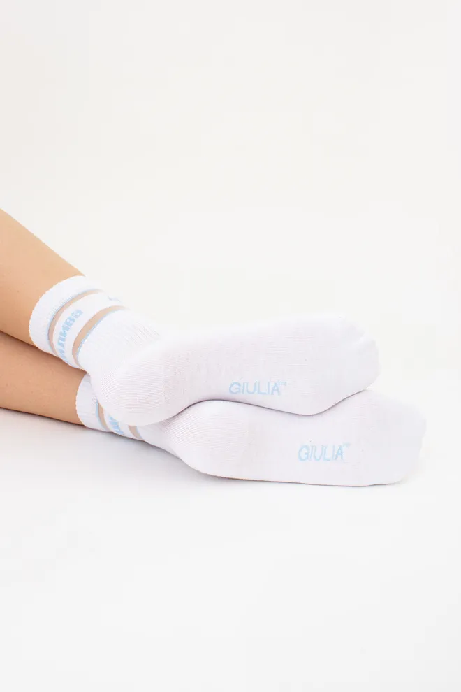 Високі шкарпетки з написом "Мрійлива"  WS3 CRISTAL STRONG 004 Giulia (white/baby blue), білий/блакитний