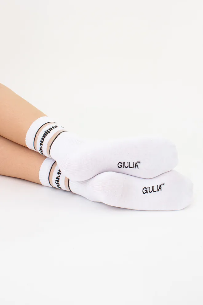 Високі шкарпетки з написом "Неймовірна" WS3 CRISTAL STRONG 003 Giulia (white), білий