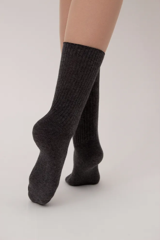 Високі жіночі шкарпетки в рубчик WS4 RIB MELANGE Giulia (dark grey melange), сірий