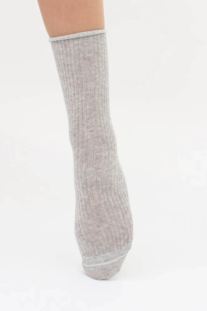 Високі жіночі шкарпетки в рубчик WS4 RIB MELANGE Giulia (silver melange), сірий