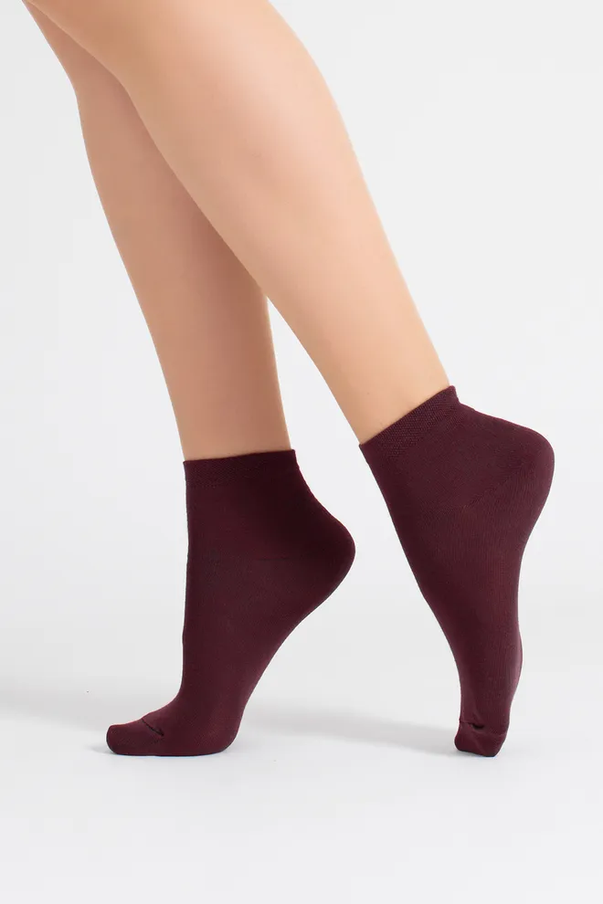 Носки женские короткие 2 пары WS2 CLASSIC Giulia (marsala/iron), бордовый/серый