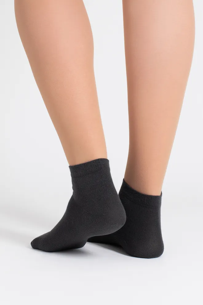 Носки женские короткие 2 пары WS2 CLASSIC Giulia (marsala/iron), бордовый/серый