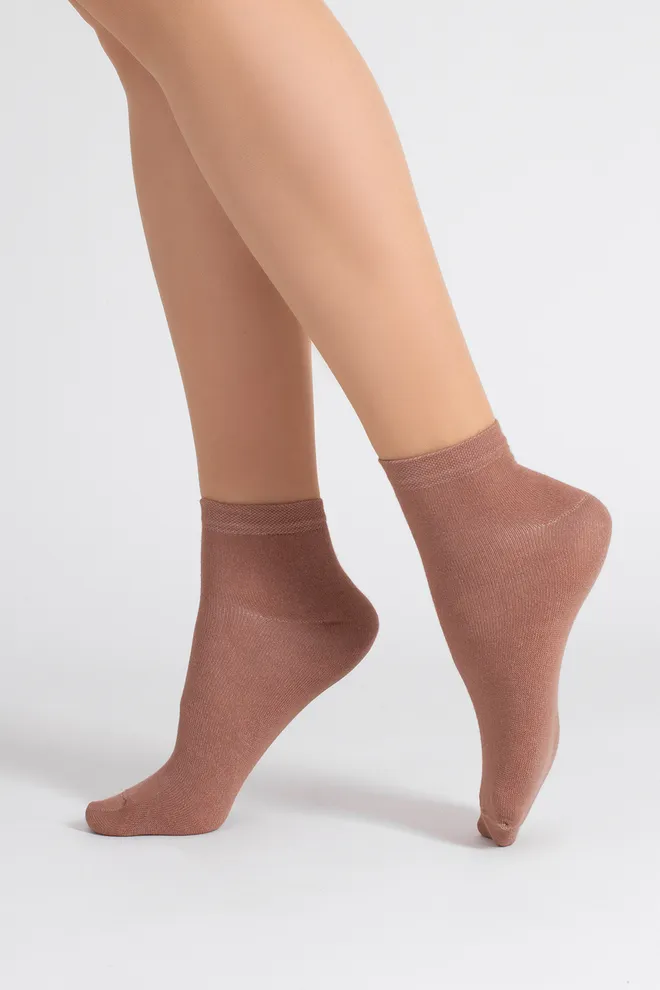 Носки женские короткие 2 пары WS2 CLASSIC Giulia (sand/mocha mousse), бежевый/коричневый