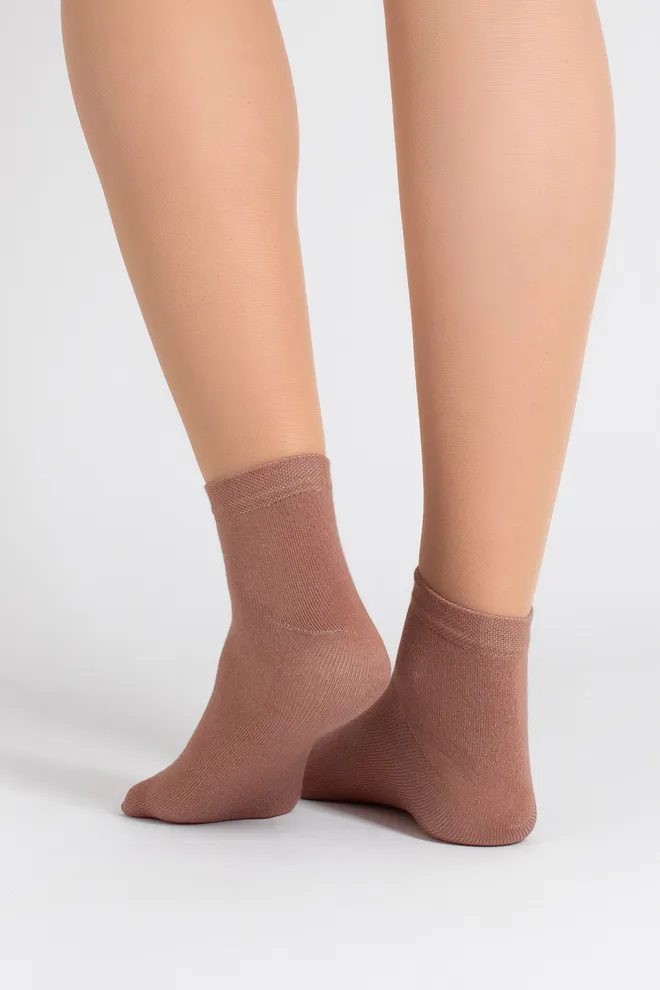 Носки женские короткие 2 пары WS2 CLASSIC Giulia (sand/mocha mousse), бежевый/коричневый