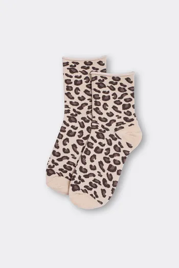 Женские носки с леопардовым принтом WS2 FASHION 2503 Giulia (sand), бежевый