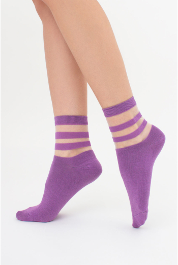 Жіночі шкарпетки з прозорими вставками WS2M/Mn-017 (WSM-017 calzino) Giulia (lavander), фіолетовий Жіночі шкарпетки з прозорими вставками WS2M/Mn-017 (WSM-017 calzino) Giulia (lavander), фіолетовий