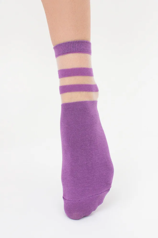 Жіночі шкарпетки з прозорими вставками WS2M/Mn-017 (WSM-017 calzino) Giulia (lavander), фіолетовий