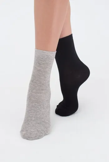 Шкарпетки жіночі класичні WS3 CLASSIC Giulia 2 пари (black/silver melange), чорний/сірий