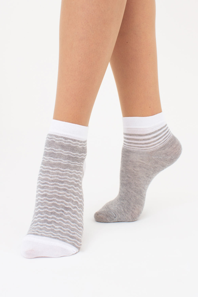 Жіночі шкарпетки у смужку комплект з 2-х пар WS2 FASHION SET 2405 (пак х2) Giulia (light grey melange), сірий
