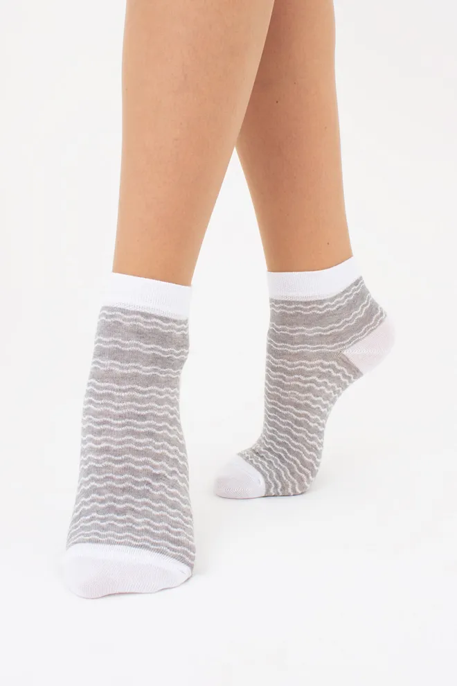 Жіночі шкарпетки у смужку комплект з 2-х пар WS2 FASHION SET 2405 (пак х2) Giulia (light grey melange), сірий