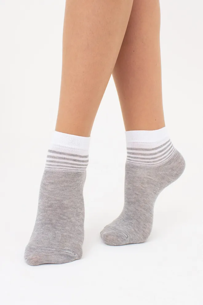 Жіночі шкарпетки у смужку комплект з 2-х пар WS2 FASHION SET 2405 (пак х2) Giulia (light grey melange), сірий