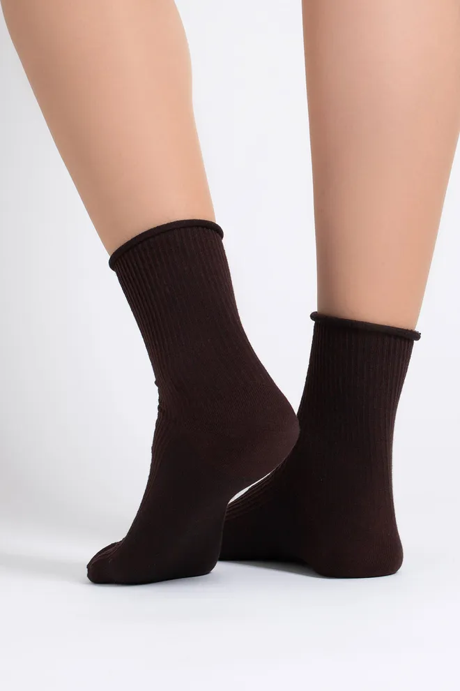 Женские носки в рубчик WS3 FASHION 060 Giulia (chocolate), коричневый