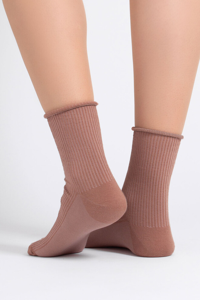 Женские носки в рубчик WS3 FASHION 060 Giulia (mocha mousse), коричневый