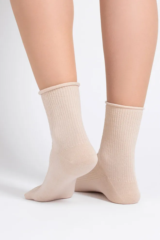 Женские носки в рубчик WS3 FASHION 060 Giulia (sand), бежевый