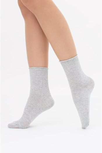 Жіночі шкарпетки в рубчик WS3 FASHION 060 Giulia (silver melange), cірий