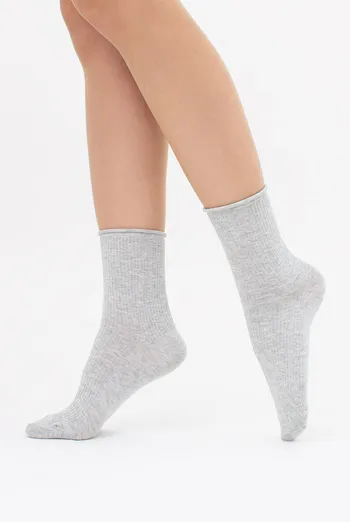 Жіночі шкарпетки в рубчик WS3 FASHION 060 Giulia (silver melange), cірий