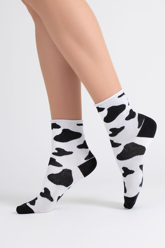 Жіночі анімалістичні шкарпетки WS2 FASHION 2505 Giulia (black/white), чорний/білий